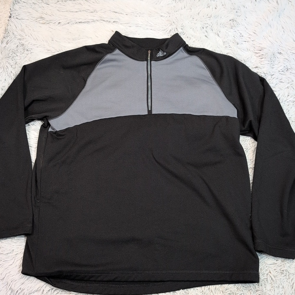 Adidas Golf Sweatshirt Mens XL Black Lightweight Half Zip Climawarm Comfort